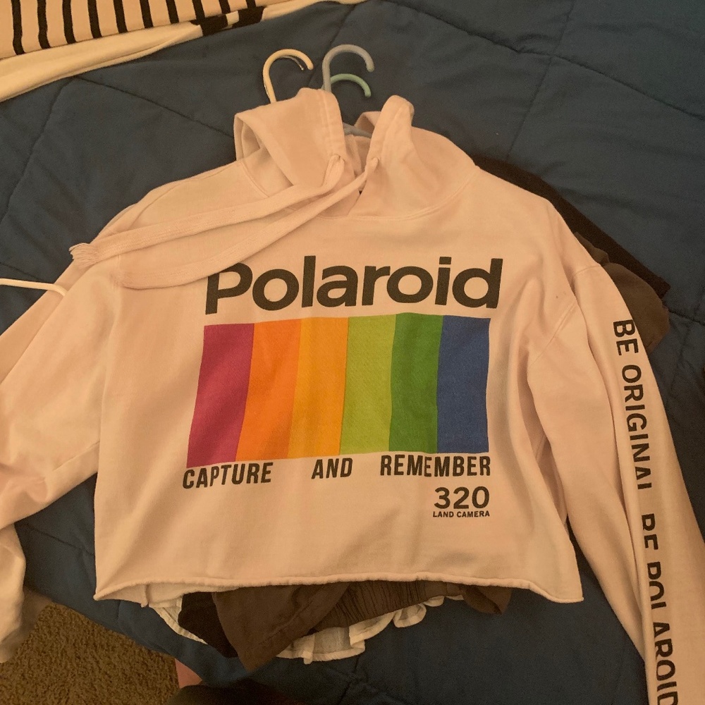 POLAROID Cropped White Medium Sweatshirt